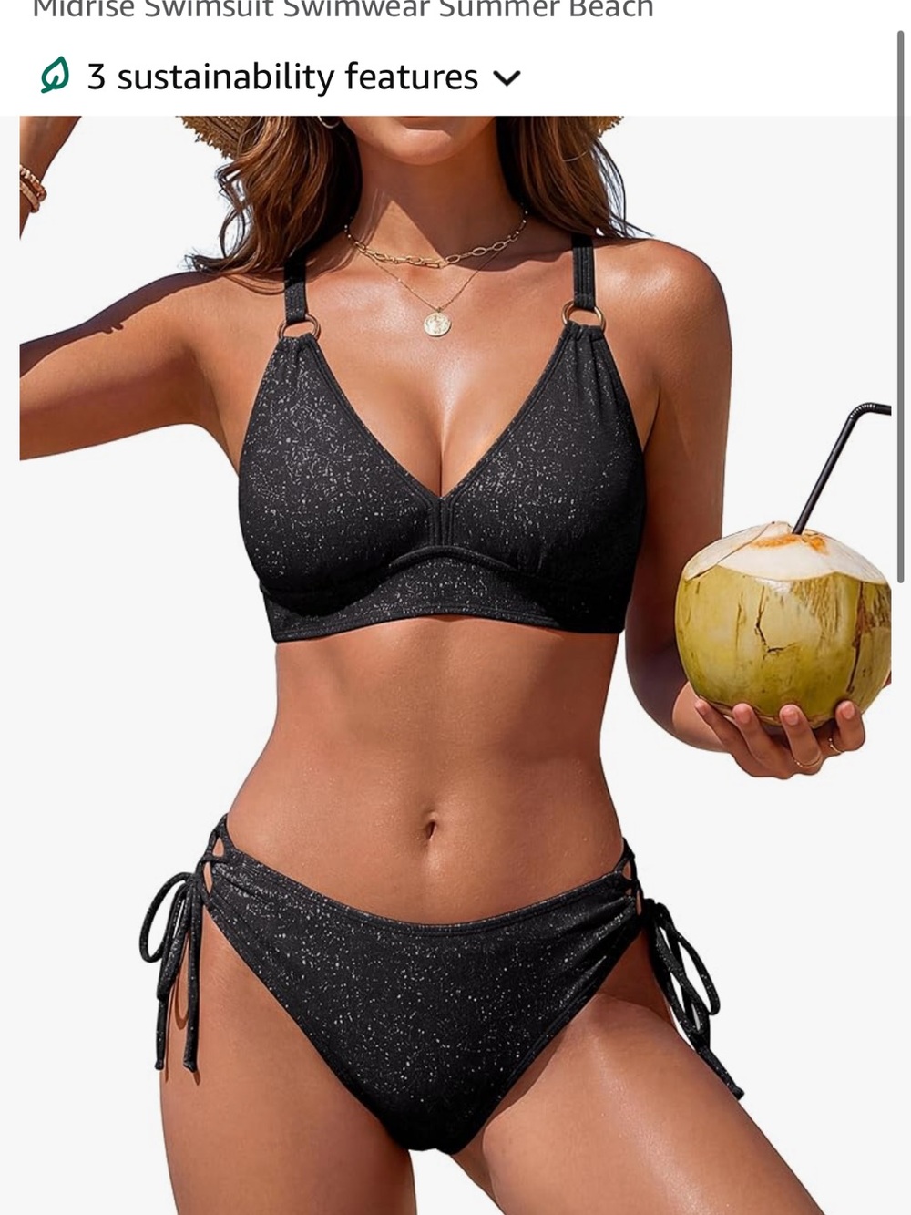 BMJL Sparkly Black Bikini Set – Size L – New